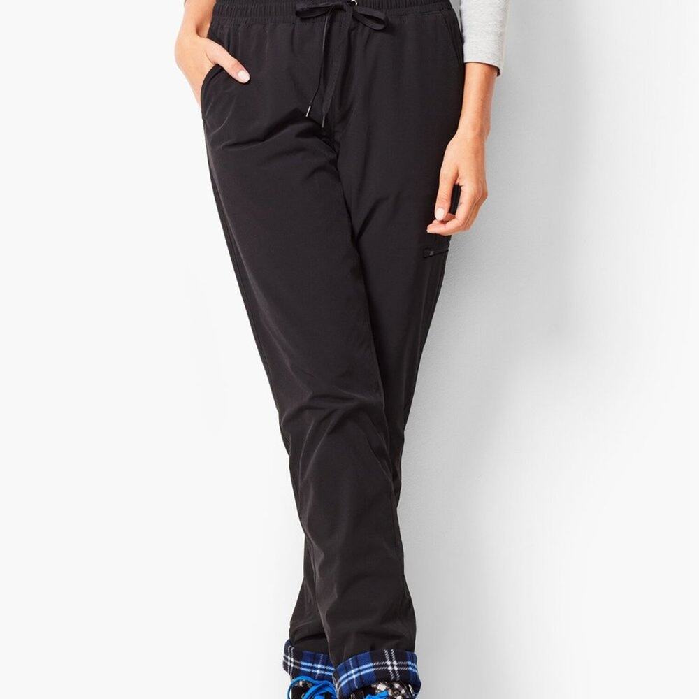 TALBOTS ROLL CUFF STRAIGHT LEG PANT FLEECE LINED BLUE PLAID Petite SIZE 3XP